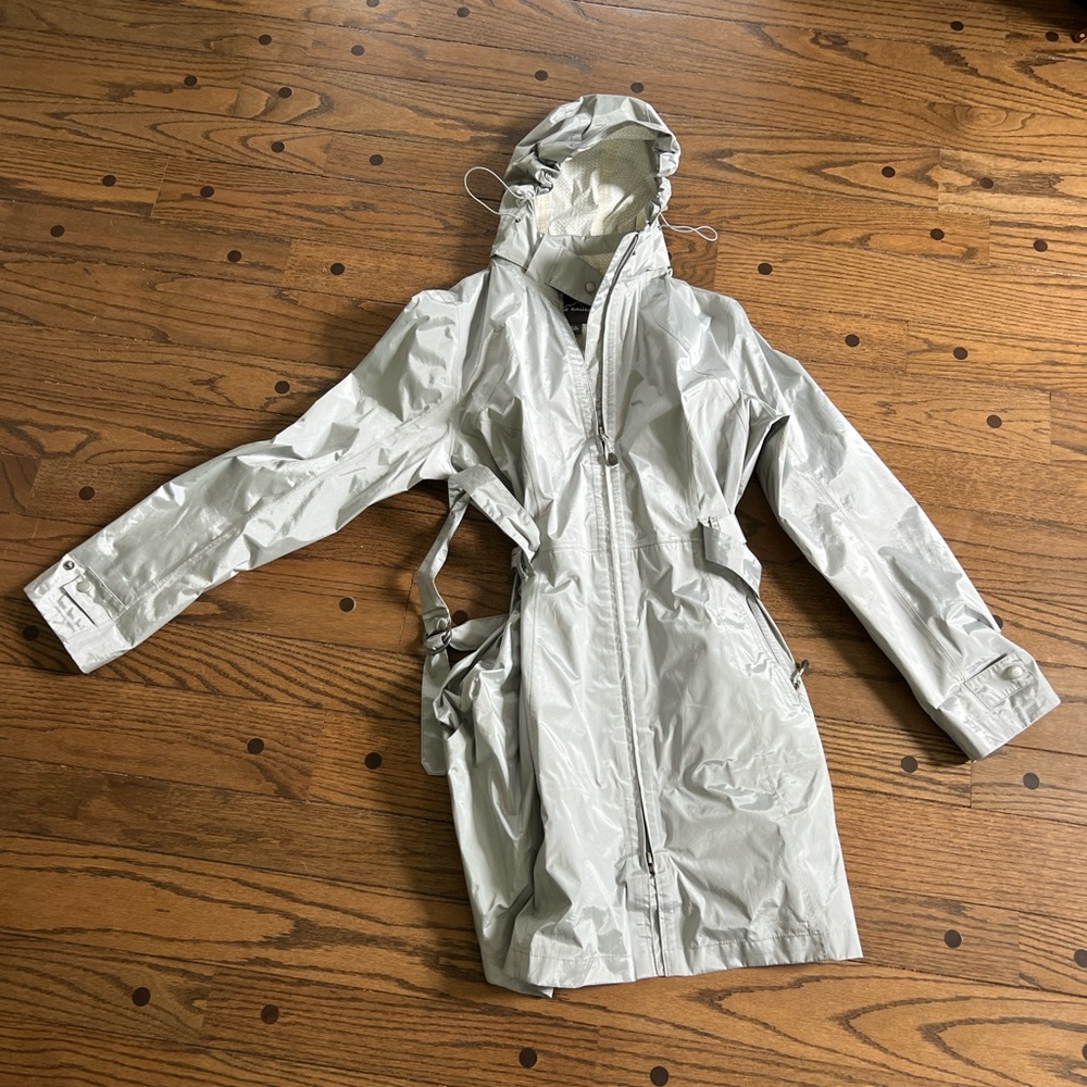 Eddie Bauer Gray Hooded Raincoat